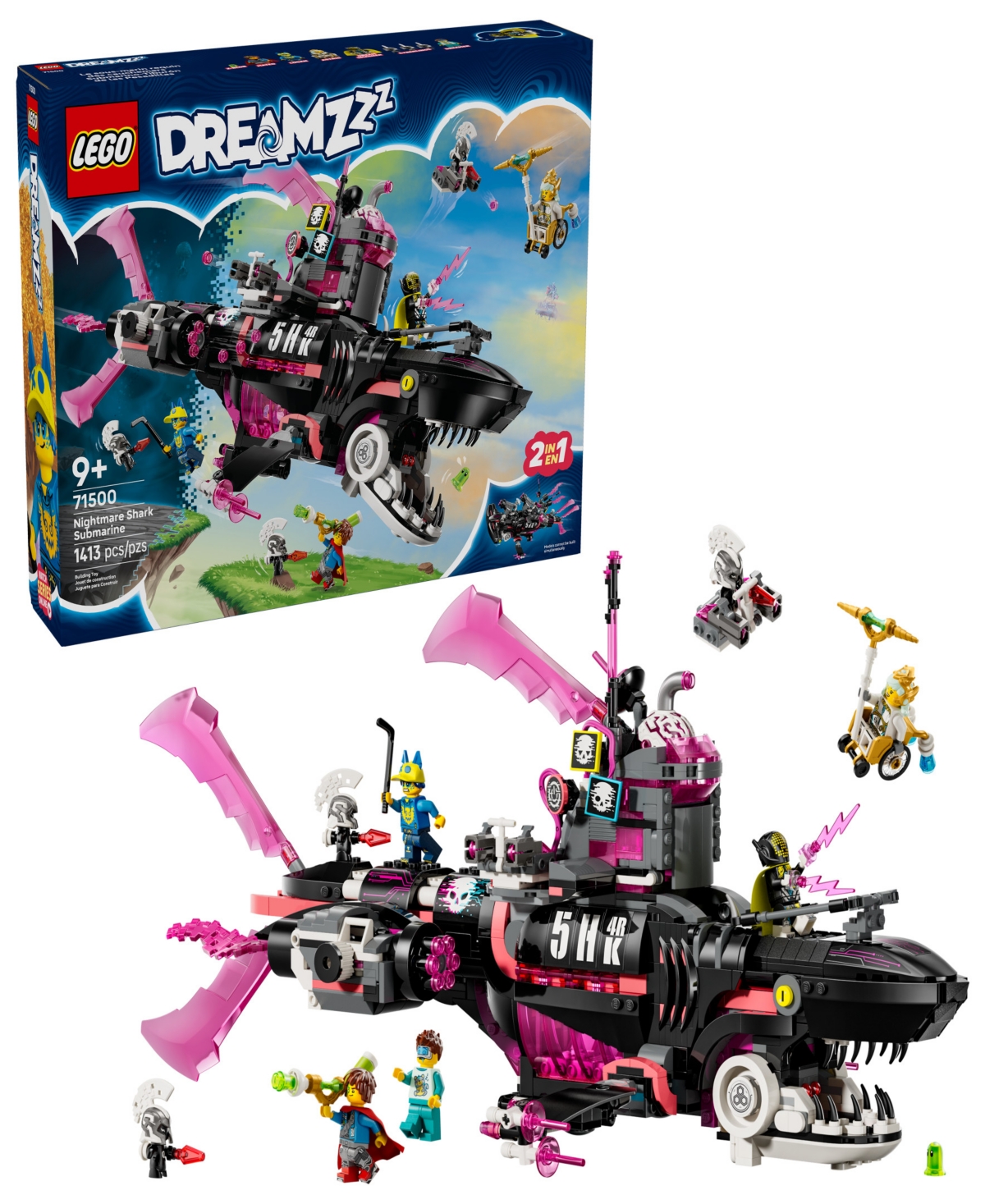 Lego DREAMZzz Nightmare Shark Submarine 71500 Toy Building Set, 1413 Pieces