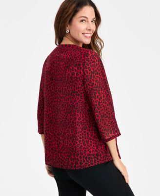 Women's Embellished Printed Blouse, Macy's Exclusive