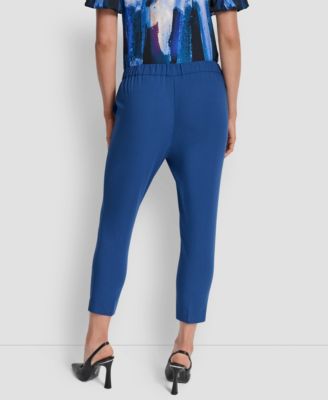 Petite Flat Front Elastic Back Pants