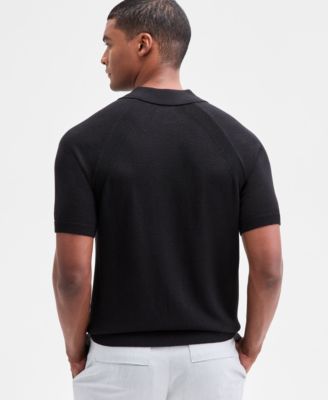 Men's Short Sleeve Textured Merino Polo Sweater, Macy's Exclusive