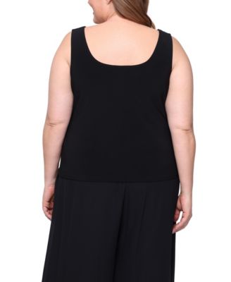 Plus Size 3/4-Sleeve Embroidered Jacket and Tank Twinset