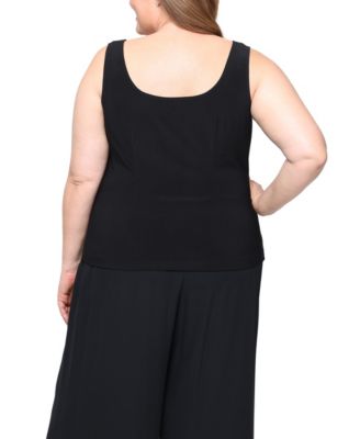 Plus Size 3/4-Sleeve Textured Jacquard Top and Jacket Twinset