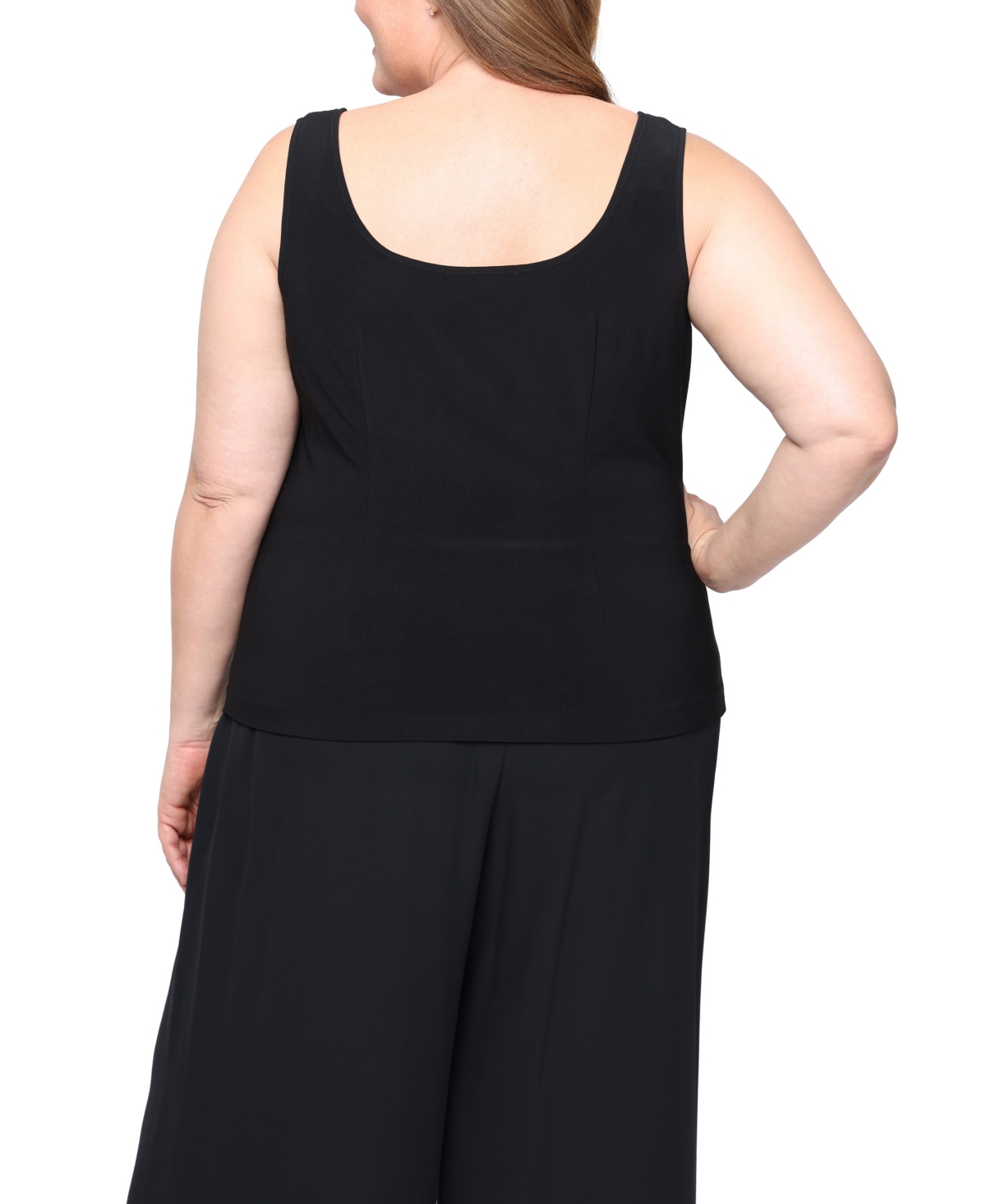 Alex Evenings Plus Size 3/4-sleeve Textured Jacquard Top And Jacket Twinset In Black