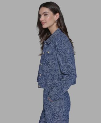 Women's Printed Denim Button-Front Jacket