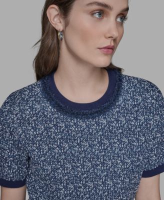 Women's Textured-Knit Short-Sleeve Sweater