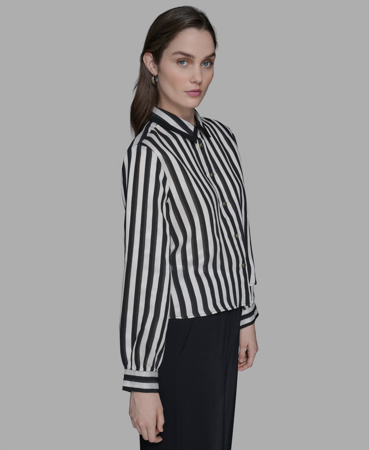 Karl Lagerfeld Women's Button-front Striped Shirt In Multi