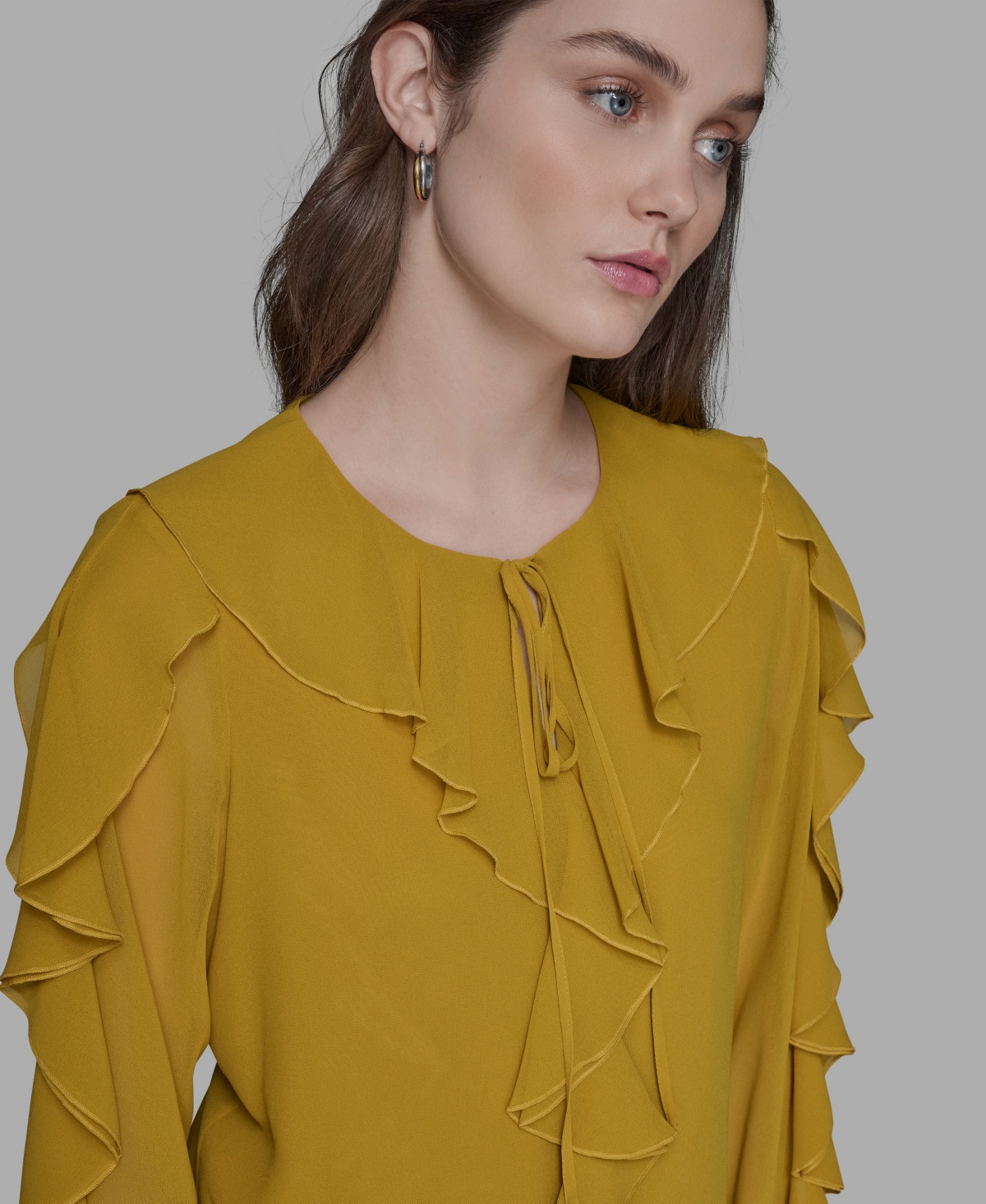 Karl Lagerfeld Women's Keyhole Ruffle Top
