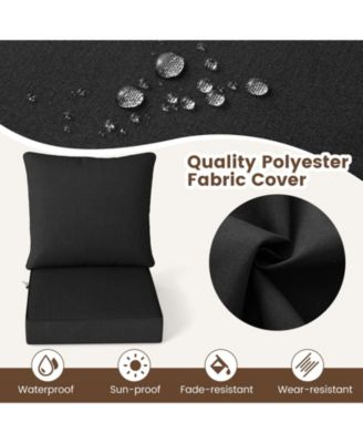 Indoor/Outdoor Deep Seat Chair Cushion Pads Set with Rope Belts