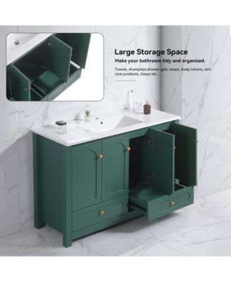 48" Vanity Set With Ceramic Sink, 4 Soft-Close Doors & 2 Drawers, Spacious Bath Storage