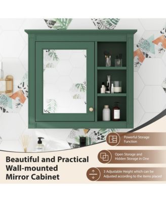 30" x 28" Bathroom Medicine Cabinet with Mirror and 3 Open Shelves, Wall-Mounted (No Vanity)