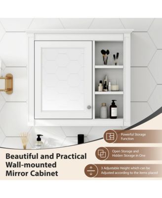 30" x 28" Bathroom Medicine Cabinet with Mirror and 3 Open Shelves, Wall-Mounted (No Vanity)