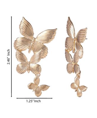 Cascading Butterfly Drop Earrings in Gold-Tone