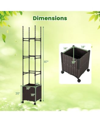 Raised Garden Bed with Plant Box and Trellis on Lockable Wheels