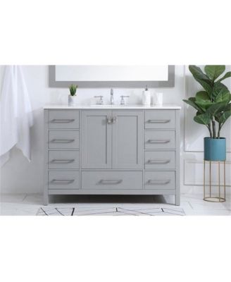 48" Grey Bathroom Vanity with Carrara Marble Top & Backsplash, Soft-Close Doors & Dovetail Drawers, Brushed Nickel