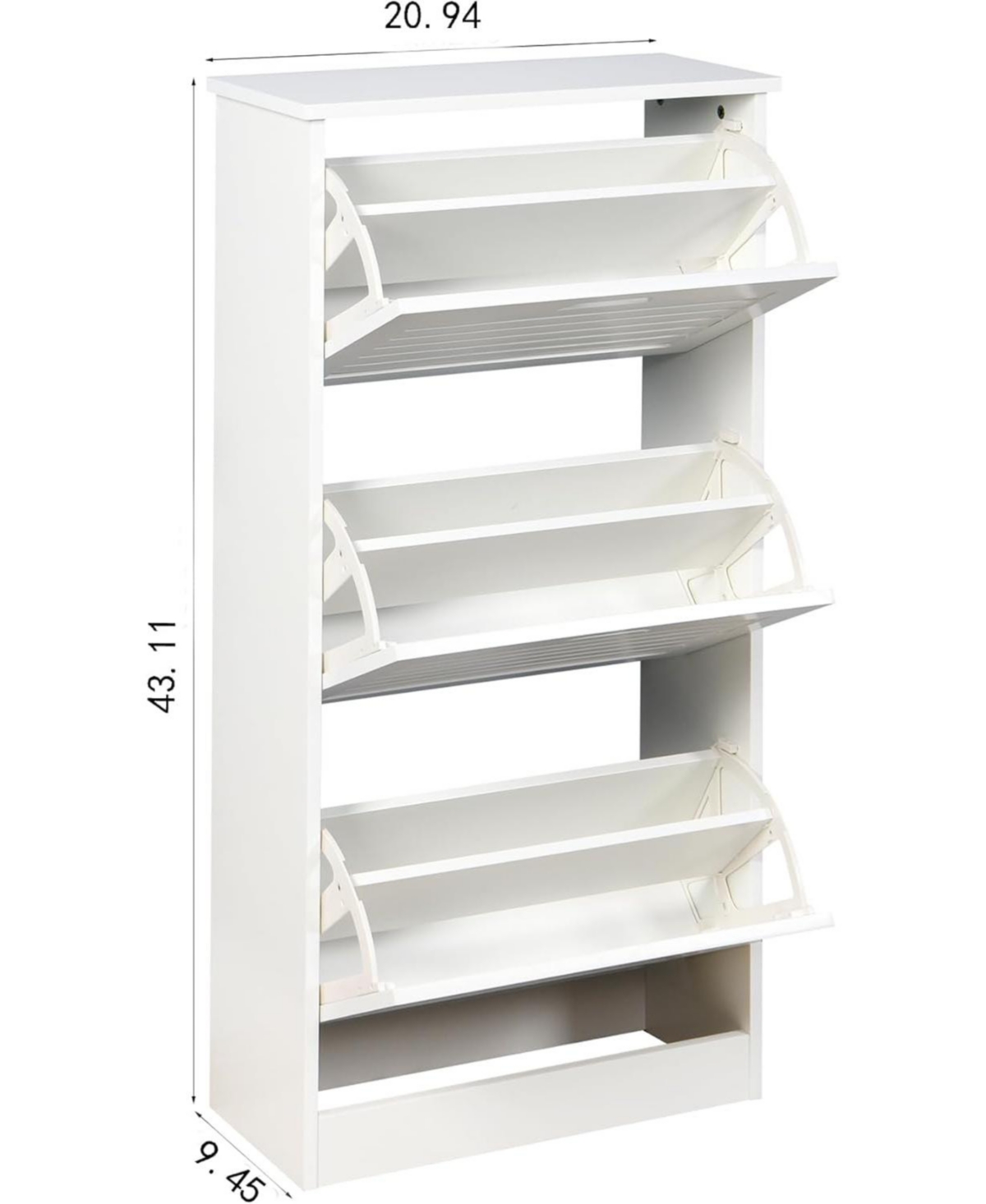 Vanirror Modern 3 Flip Drawers Shoe Cabinet - 3-Tier Wooden White Freestanding Narrow Entryway Hidden Shoe Organizer