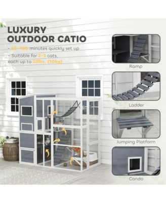 Large Catio Outdoor Cat Enclosure for 2-3 Cats 76" x 36" x 68"