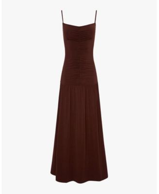 Women's Ruched Front Scoop Maxi Dress