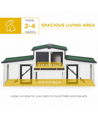 Large Rabbit Hutch with Double Runs, Wooden Guinea Pig Cage,