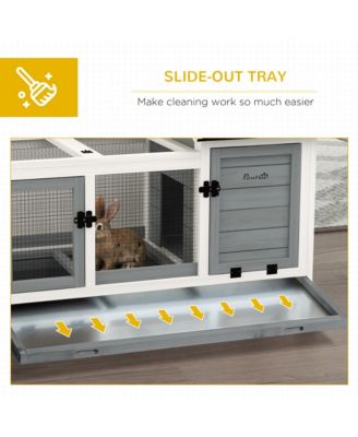 Wooden Rabbit Hutch with Wheels for Small Animals, Guinea Pig,