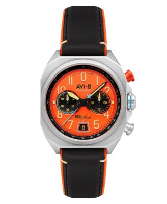 Men's Bell X-1 Black Leather Strap Watch, 41mm