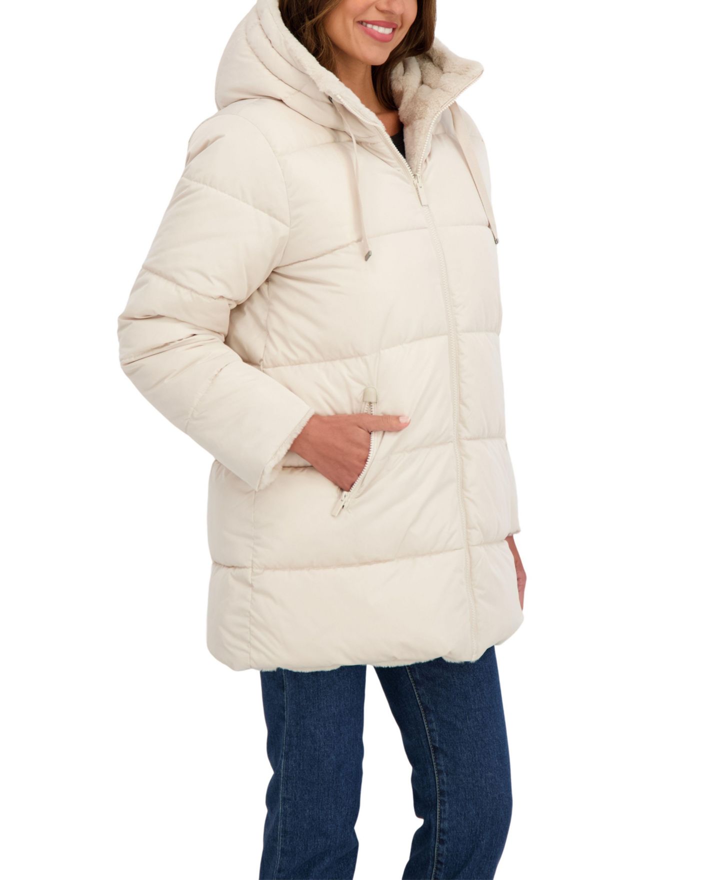 Женская куртка Sebby Collection 3/4 Reversible Puffer, цвет: Бежевый — фото 3