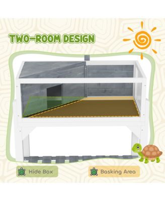 Tortoise Habitat with Storage Shelf, Wooden Tortoise Enclosure,