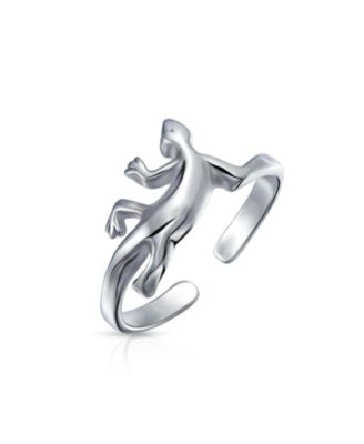 Set of 2 Lucky Elephant & Gecko Lizard Toe Ring Midi Mid Finger Sterling Silver