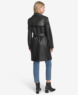 Women's Jacqui Moto Style Leather Trench Coat