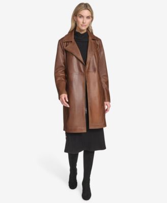 Women's Jacqui Moto Style Leather Trench Coat