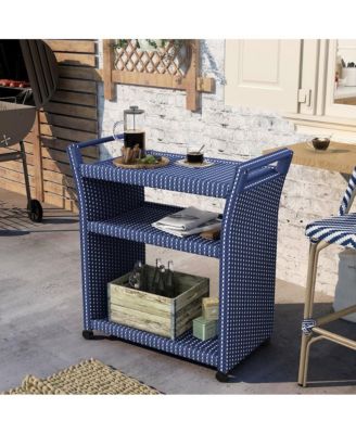 Azur Outdoor Aluminum and PE Wicker Bar Cart