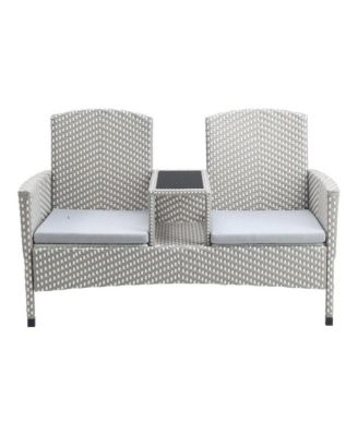 Azur Gray Metal Wicker Patio Conversation Loveseat