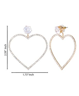 Glass Stone Heart Earrings