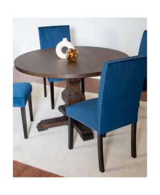 Fordsville 5-Pc Dining Set, Pedestal Round Table with 4 Stylish Chairs, Blue
