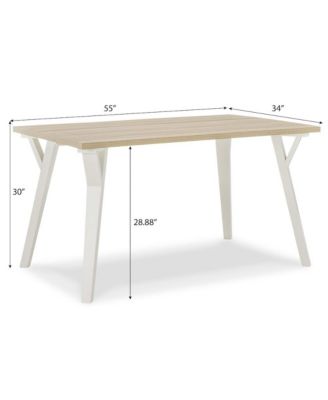 Alwynn White and Natural Wood 5-Pc Dining Set, Table with 4 Windsor Chairs