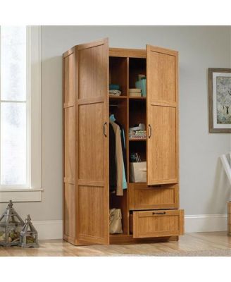 Bedroom Wardrobe Cabinet with Shelves and Hanging Rod, Storage Closet Organizer