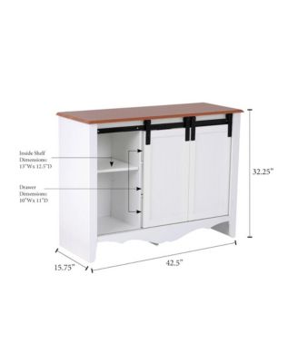Countryside Barn Door Buffet with Two Sliding Barn Doors and Three Drawers