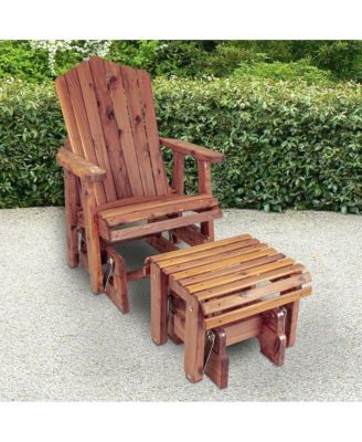 Cedar Adirondack Glider W Gliding Ottoman