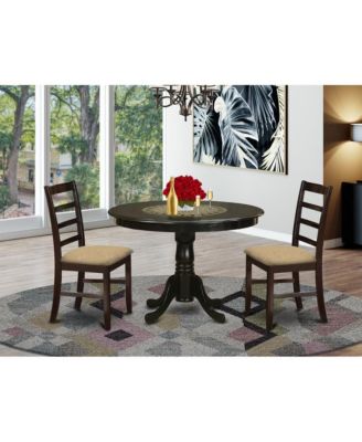 3 Pc Kitchen nook Dining set-round Kitchen Table and 2 slatted back Kitchen Chairs