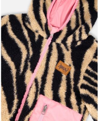 Girl Reversible Mid-Season Sherpa Jacket Zebra - Child