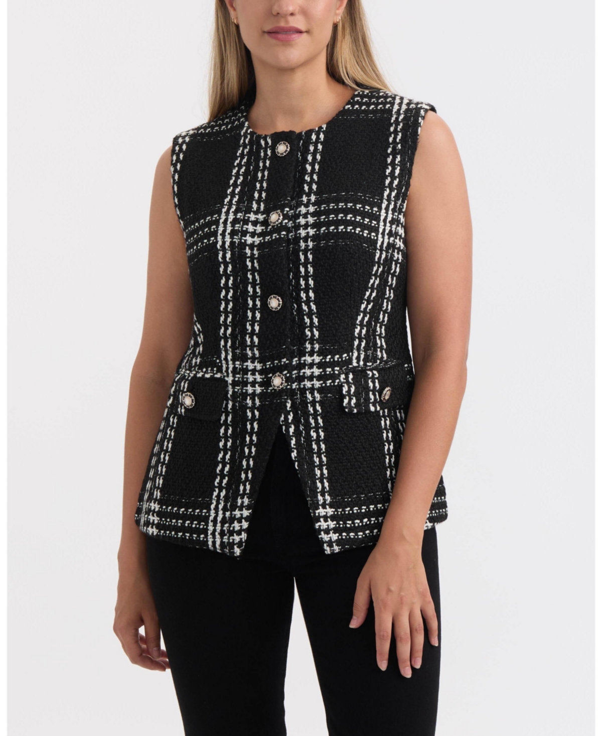 Ellen Tracy Women's Long Fitted Vest With Pockets In Black
