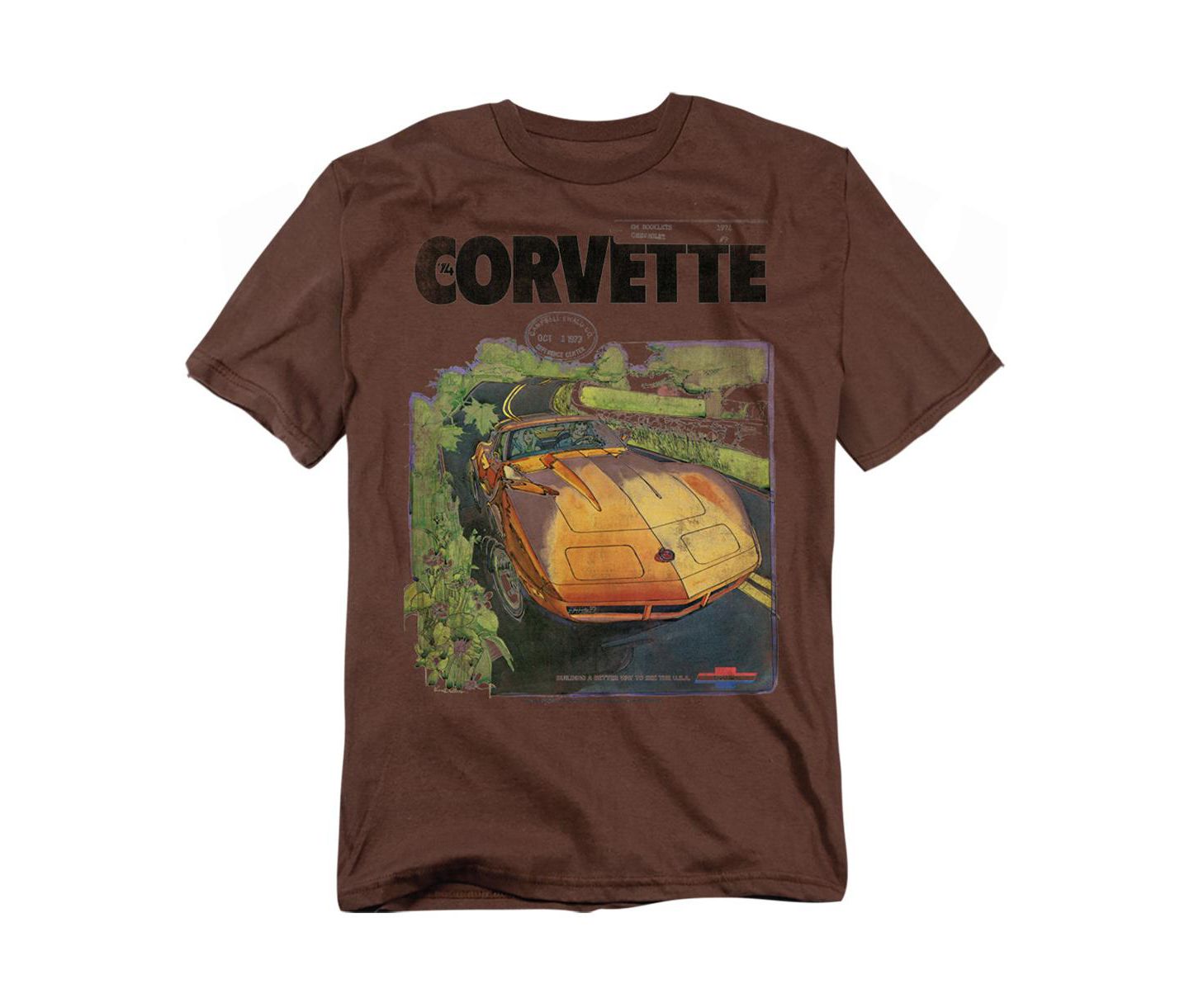 Мужская футболка Corvette Big & Tall Chevy Poster Vintage, цвет: Кофейный — фото 1