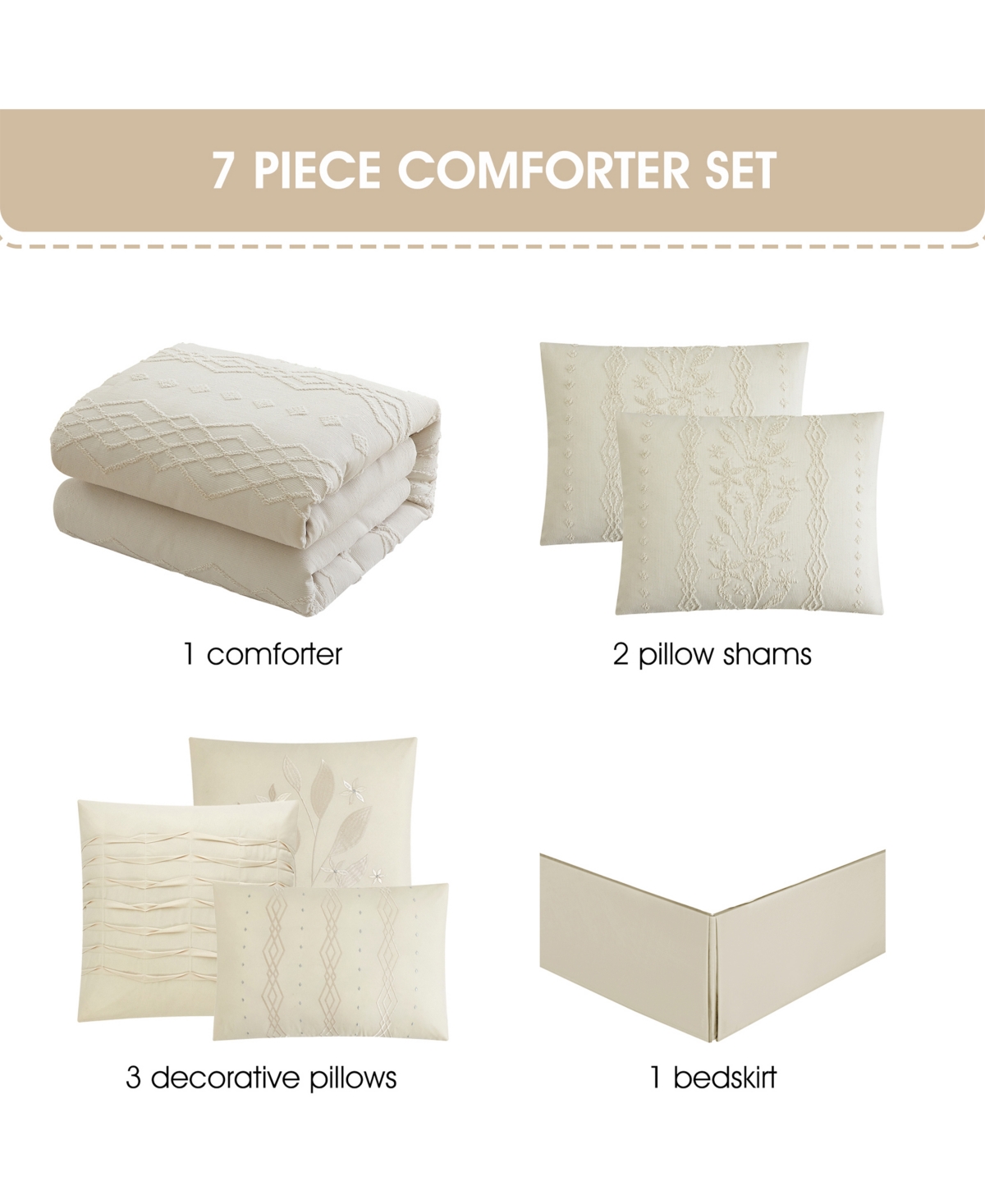 Stratford Park Lexia Leaves 7-pc. Comforter Set, Queen In Sand