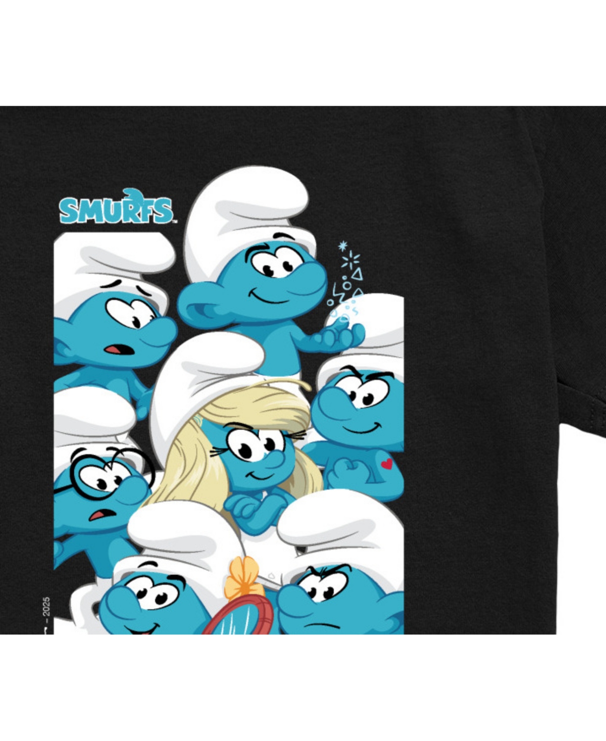 Smurfs Big Boys Group Portrait Graphic T-shirt In Black