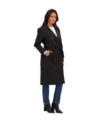 Collection Women's Belted Double Breasted Long Trench Coat