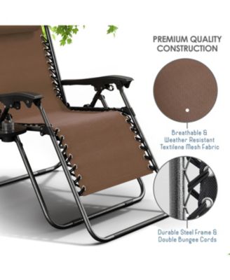 Outdoor Patio Zero Gravity Chair - Reclining Lounge Chair with Pillow & Cup Holders