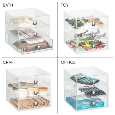 Stackable 3-Drawer Set of 2 Vanity Makeup Organizer