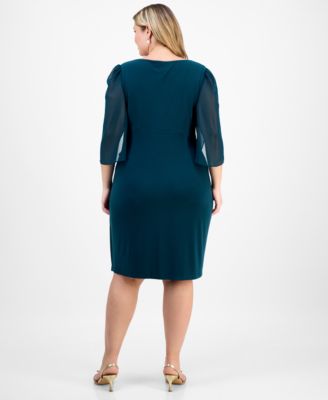 Plus Size Chiffon-Sleeve Sheath Dress