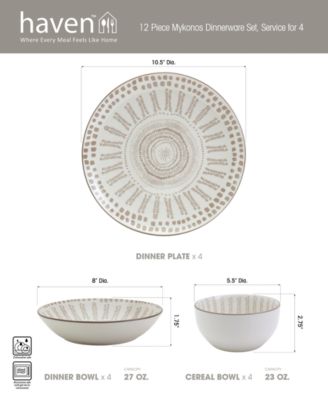 Taupe Mykonos 12 Pc. Dinnerware Set, Service for 4, Exclusively at Macy's