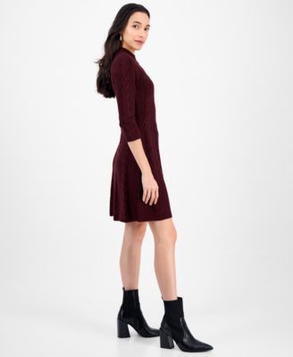 Petite Textured Mock Neck Sweater Dress