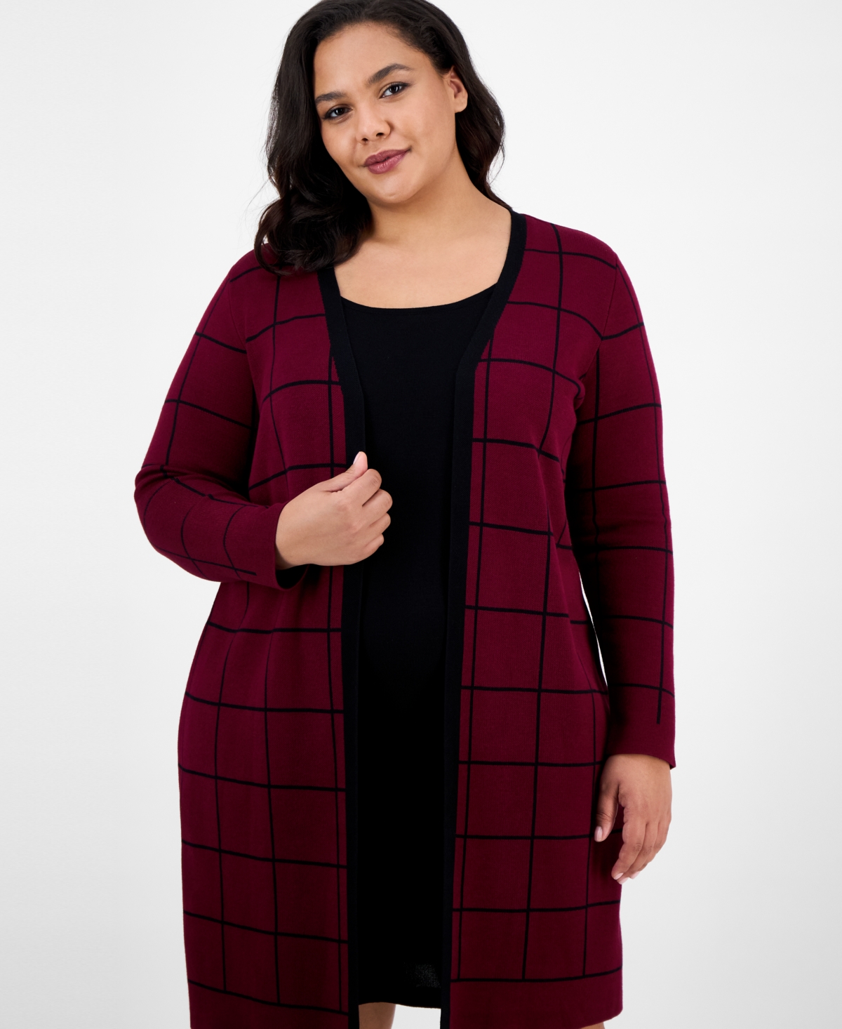 Sandra Darren Plus Size Layered-look Sweater Dress In Red